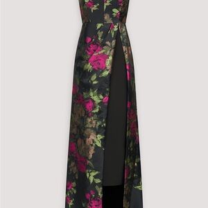 Kay Unger Black Floral High Low Dress